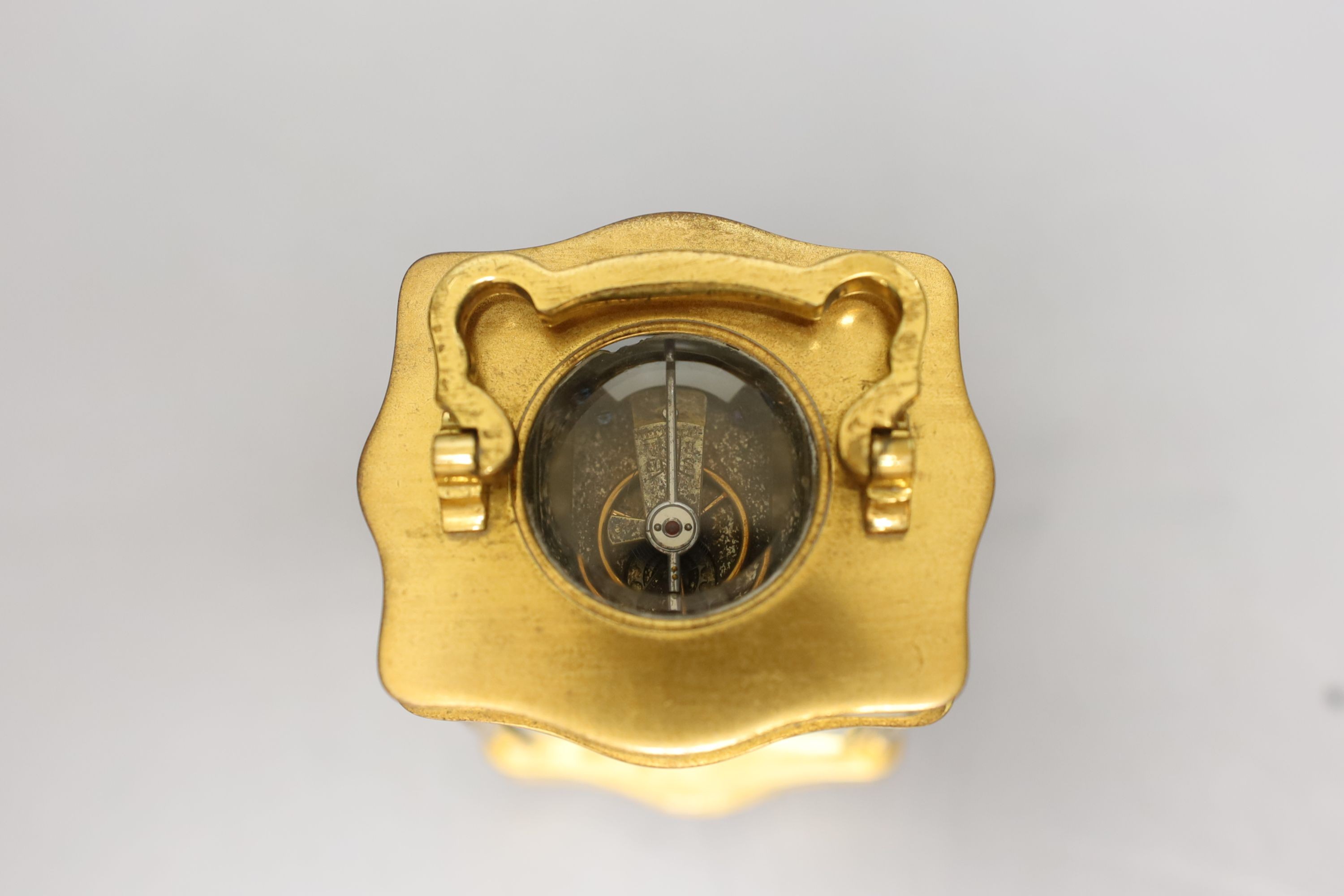 A French brass cased carriage timepiece with case. 11cm